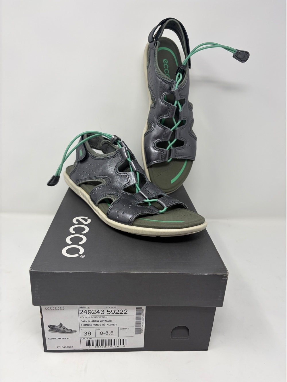 ECCO Dark Shadow Metallic Sandals Size 39 / US 8-8.5